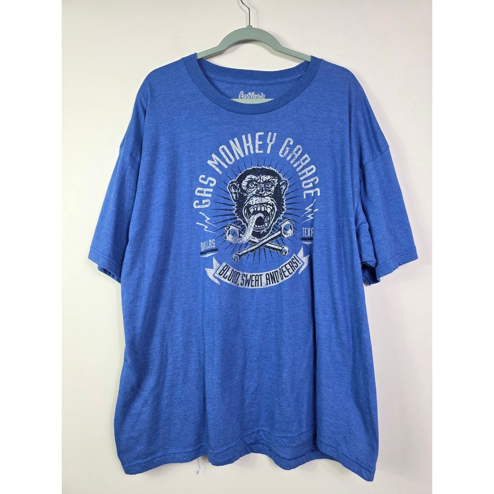 Gas Monkey Garage Shirt 3XL Blue Graphic Tee Blood Sweat and Beers Fast N Loud